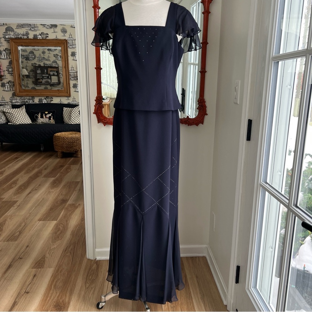 Junnie Leigh Navy Evening Dress & Jacket size 14